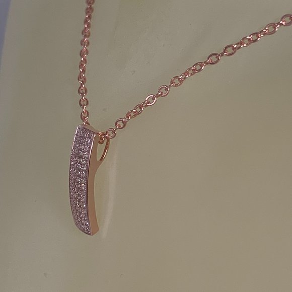 NWOT Rose Gold (Pink) Tone Pave CZ Pendant + Chain - Picture 3 of 5
